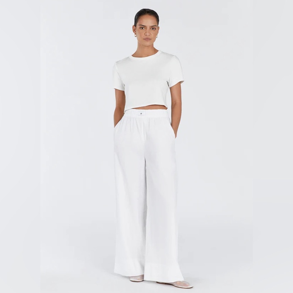 NWT Dissh Laiken White Wide Leg Linen Pant US 4